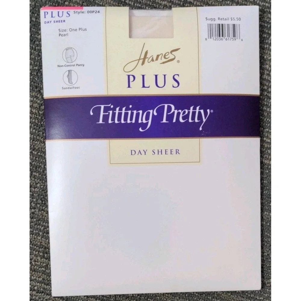 Hanes Fitting Pretty‎ Pantyhose Plus Size One 1 Pearl Day Sheer 2000 Sandalfoot